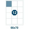 Samolepiace etikety, dĺžka 66 mm, šírka 70 mm, 12 ks na archu A4, 100 listov/bal. Samolepiace etikety, dĺžka 66 mm, šírka 70 mm, 12 ks na archu A4, 100 listov/bal.