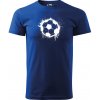 Sablio Tričko s potlačou Futbalová lopta Paint - modré 3XL Sablio Tričko s potlačou Futbalová lopta Paint - modré 3XL