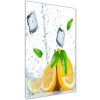 Vertikálny foto obraz sklenený Citrón a ľad 50x100 cm Vertikálny foto obraz sklenený Citrón a ľad 50x100 cm