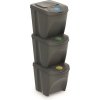 Jurhan & Co.KG Germany Sada 3 odpadkových košov SORTIBOX šedý kameň, objem 3 x 25 l Jurhan & Co.KG Germany Sada 3 odpadkových košov SORTIBOX šedý kameň, objem 3 x 25 l