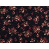 Bavlněná látka / plátno s řidší vazbou květy METRÁŽ - modrá tmavá Bavlněná látka / plátno s řidší vazbou květy METRÁŽ - modrá tmavá