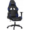 Herná stolička s podnožkou čierna a modrá umelá koža Herná stolička s podnožkou čierna a modrá umelá koža