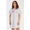 Vienetta Dámska nočná košeľa s krátkym rukávom Casandra: světle šedá 2XL Vienetta Dámska nočná košeľa s krátkym rukávom Casandra: světle šedá 2XL