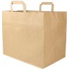 Nideko Papierová taška TAKEAWAY 32x20x28cm ploché ucho hnedá - 3000 ks