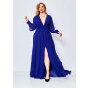 Dámske modré dlhé spoločenské šaty s razporkom ALEXA - 46 Dámske modré dlhé spoločenské šaty s razporkom ALEXA - 46