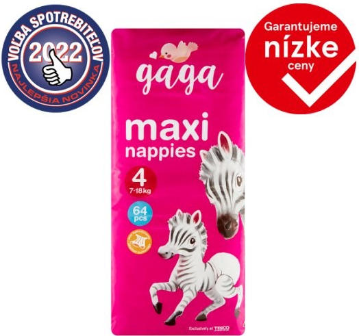 Tesco Gaga Plienky 4 Maxi 64 ks