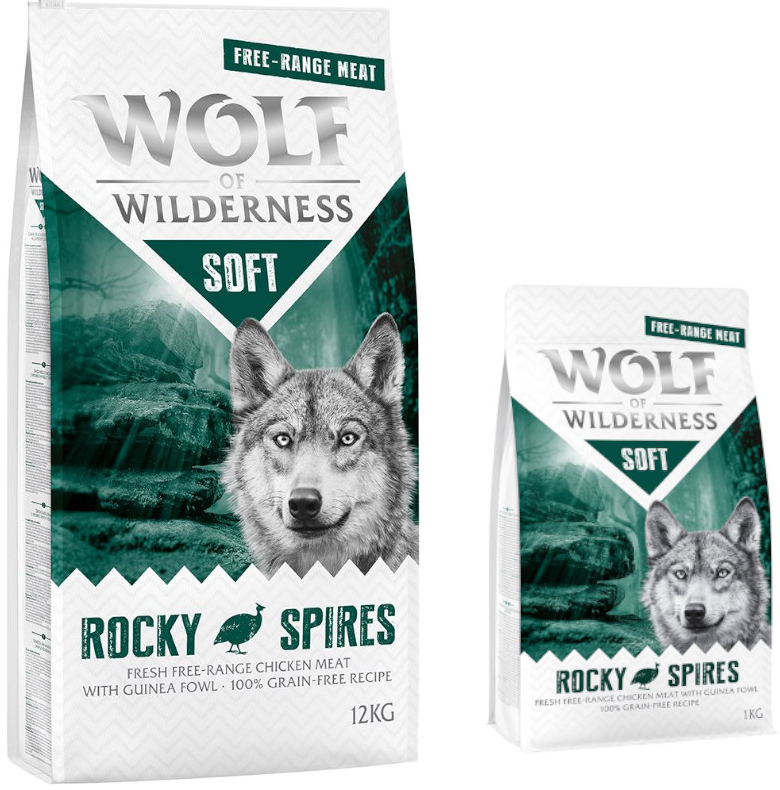 Wolf of Wilderness Soft Rocky Spires kuracie z voľného chovu & perlička 12 kg