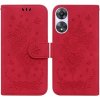 Peňaženkové kožené puzdro Butterfly Rose na Oppo A58 5G - Červená Peňaženkové kožené puzdro Butterfly Rose na Oppo A58 5G - Červená