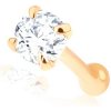 Šperky eshop - Rovný piercing do nosa v žltom 14K zlate - číry brúsený zirkónik S2GG95.26 Šperky eshop - Rovný piercing do nosa v žltom 14K zlate - číry brúsený zirkónik S2GG95.26