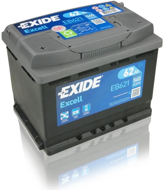 Exide Excell 12V 62Ah 540A EB621