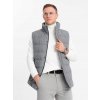 Pánska prešívaná vesta s vlnou - sivý melír V1 OM-JAVJ-0200 S/M Pánska prešívaná vesta s vlnou - sivý melír V1 OM-JAVJ-0200 S/M