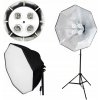 LAMPA NA TRVALÉ SVETLO SO 4 ŽIAROVKAMI + SOFTBOX OCTA 65CM LAMPA NA TRVALÉ SVETLO SO 4 ŽIAROVKAMI + SOFTBOX OCTA 65CM