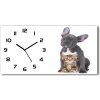 Vodorovné Moderné sklenené hodiny na stenu Pes a mačka 60x30 cm Vodorovné Moderné sklenené hodiny na stenu Pes a mačka 60x30 cm
