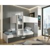 DEKIT-S-SPAIN Poschodová posteľ pre tri deti Tom, white-graphite DEKIT-S-SPAIN Poschodová posteľ pre tri deti Tom, white-graphite