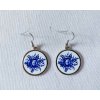 Náušnice vzor Modrý kvietok - okrúhle Náušnice vzor Modrý kvietok - okrúhle