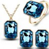 Austrian Crystal SW set Square - zlatý tmavomodrý Austrian Crystal SW set Square - zlatý tmavomodrý