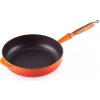 Le Creuset vysoká panvica na vyprážanie s drevenou rúčkou oranžová 28 cm