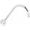 Šperky eshop - Zahnutý piercing do nosa biele 9K zlato s čírym zirkónom S1GG205.38 Šperky eshop - Zahnutý piercing do nosa biele 9K zlato s čírym zirkónom S1GG205.38