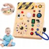 Drevená Senzorická Manipulačná Montessori Tabuľa s LED Vypínačmi Drevená Senzorická Manipulačná Montessori Tabuľa s LED Vypínačmi