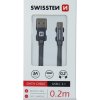 Kábel Swissten opletený USB-USB-C 20cm - šedý Kábel Swissten opletený USB-USB-C 20cm - šedý