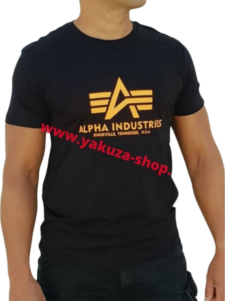 Alpha Industries Basic T-shirt neon Print black Neon orange tričko pánske čierne