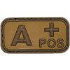 MFH nášivka krvná skupina 3D A positive khaki 5x2,5cm