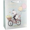 Panda na bicykli, darčeková taška s motívom - 26 x 32 cm Panda na bicykli, darčeková taška s motívom - 26 x 32 cm