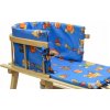 Drewmax Drevené sánky 84 cm s operadlom a penovým matracom, Modré medvedíky Drewmax Drevené sánky 84 cm s operadlom a penovým matracom, Modré medvedíky