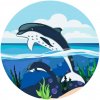 Vymalujsisam.sk Maľovanie podľa čísiel - Delfíny v oceáne Veľkosť: 50x50cm, Rám: Na plastovej doske Vymalujsisam.sk Maľovanie podľa čísiel - Delfíny v oceáne Veľkosť: 50x50cm, Rám: Na plastovej doske