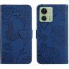 Peňaženkové kožené puzdro Butterfly Flip na Motorola Edge 40 - Modrá Peňaženkové kožené puzdro Butterfly Flip na Motorola Edge 40 - Modrá