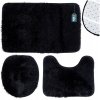 Kúpeľňová Súprava: Mäkký chlpatý koberec čierny + poťah na WC sedadlo Kúpeľňová Súprava: Mäkký chlpatý koberec čierny + poťah na WC sedadlo