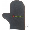 Rukavica do sauny výšivkou, plsť, Šedá so zeleným nápisom Rukavica do sauny výšivkou, plsť, Šedá so zeleným nápisom