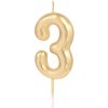 Party Zlatá lesklá sviečka číslo 3, 6 cm Party Zlatá lesklá sviečka číslo 3, 6 cm