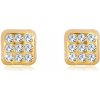 Šperky eshop - Náušnice v žltom 14K zlate - ligotavý štvorec, okrúhle číre zirkóniky GG146.03 Šperky eshop - Náušnice v žltom 14K zlate - ligotavý štvorec, okrúhle číre zirkóniky GG146.03