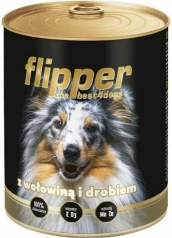 Dolina Noteci Flipper konzerva s hovädzím a hydinovým mäsom pre dospelých psov 400 g