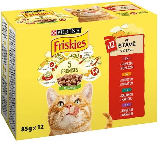 Friskies s kuraťom hovädzím jahňacím kačicou v šťave 12 x 85 g