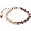 Nefertitis Granát a biele perly s kovovými korálkami retiazkový náramok NF21142 - obvod cca 22 cm Nefertitis Granát a biele perly s kovovými korálkami retiazkový náramok NF21142 - obvod cca 22 cm