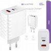 Nabíjačka na telefón PD QC 4 duálna USB-A USB-C 65W biela Encore Energy Nabíjačka na telefón PD QC 4 duálna USB-A USB-C 65W biela Encore Energy