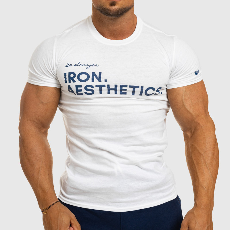 Pánske fitness tričko Iron Aesthetics Be Stronger biele biela