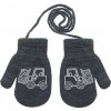 BE SNAZZY Zimné palcové pletené rukavičky so šnúrkou pre chlapcov 2 -3 roky Tm. šedé BE SNAZZY Zimné palcové pletené rukavičky so šnúrkou pre chlapcov 2 -3 roky Tm. šedé