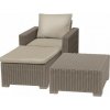 KETER Záhradný nábytok set stôl + kreslo + podnožka California cappuccino PE610225 KETER Záhradný nábytok set stôl + kreslo + podnožka California cappuccino PE610225