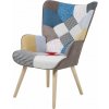 Relaxačné kreslo ušiak BETTY — masív, látka, patchwork Relaxačné kreslo ušiak BETTY — masív, látka, patchwork