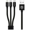 Swissten 72501103 3v1 2x USB-C (M) - Lightning (M) - USB-A (M), 60W, 3A, 1,2m, černý Swissten 72501103 3v1 2x USB-C (M) - Lightning (M) - USB-A (M), 60W, 3A, 1,2m, černý