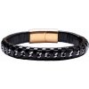 Nefertitis Pánsky čierny kožený náramok Curb farba striebra spona farba zlata NF35744 - obvod cca 21 cm Nefertitis Pánsky čierny kožený náramok Curb farba striebra spona farba zlata NF35744 - obvod cca 21 cm