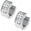 Šperky eshop - Okrúhle náušnice z ocele - číre zirkóny, biely podklad R12.5 Šperky eshop - Okrúhle náušnice z ocele - číre zirkóny, biely podklad R12.5