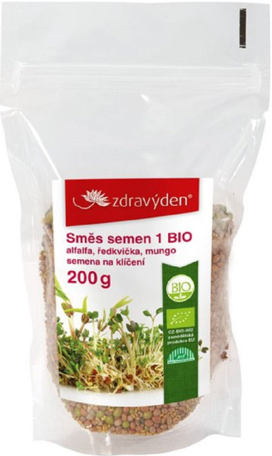 BIO Alfalfa, reďkovka, mungo - zmes - bio semená na klíčenie - 200 g