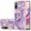 Ring Holder kryt Marble na Xiaomi Redmi Note 10/10S - Fialová 002 Ring Holder kryt Marble na Xiaomi Redmi Note 10/10S - Fialová 002