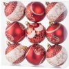 Gule MagicHome Vianoce, 9 ks, červené s ornamentom, na vianočný stromček, 6 cm