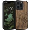Drevené púzdro s dizajnom kompas kwmobile Apple iPhone 14 Pro tmavě hnědá Drevené púzdro s dizajnom kompas kwmobile Apple iPhone 14 Pro tmavě hnědá