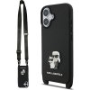 Karl Lagerfeld Saffiano Crossbody Popruh Metal Karl and Choupette Zadný Kryt pre iPhone 17 Black